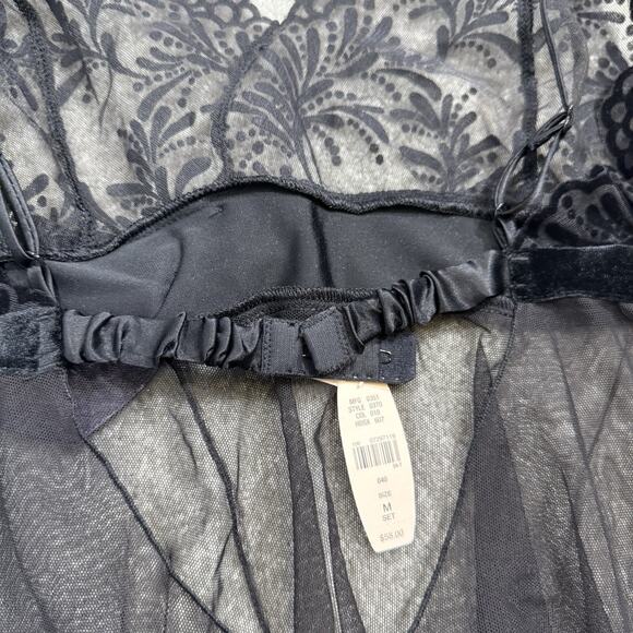 Victorias Secret NWT Slip Dress Black Babydoll Chemise Bow Sz Med Lace Coquette - Picture 6 of 11